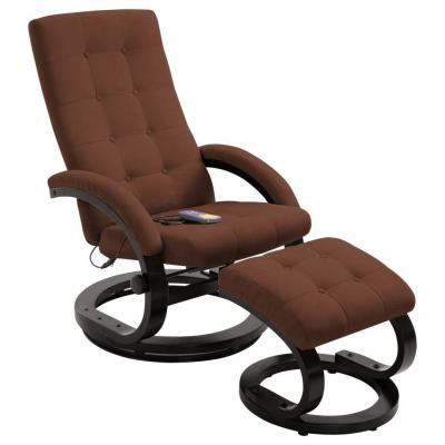 Emaga vidaxl rozkładany fotel do masażu z podnóżkiem, brązowy, tkanina
