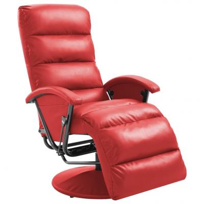 Emaga vidaxl rozkładany fotel telewizyjny, czerwony, sztuczna skóra