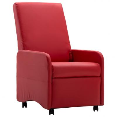 Emaga vidaxl fotel rozkładany, czerwony, sztuczna skóra