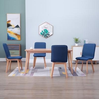Emaga vidaxl krzesła do jadalni, 4 szt., niebieskie, tkanina i lity dąb