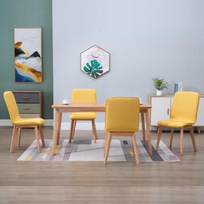 Emaga vidaxl krzesła do jadalni, 4 szt., żółte, tkanina i lity dąb