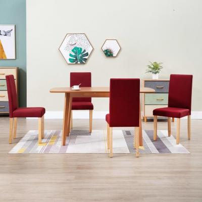 Emaga vidaxl krzesła do jadalni, 4 szt., czerwone wino, tapicerowane tkaniną