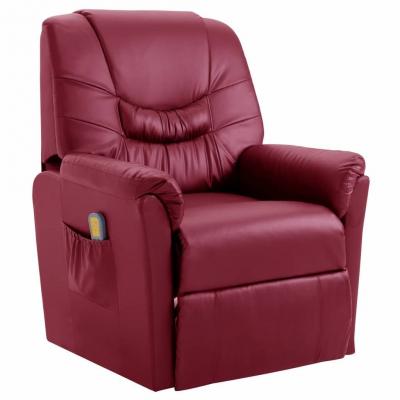 Emaga vidaxl rozkładany fotel masujący, czerwone wino, sztuczna skóra