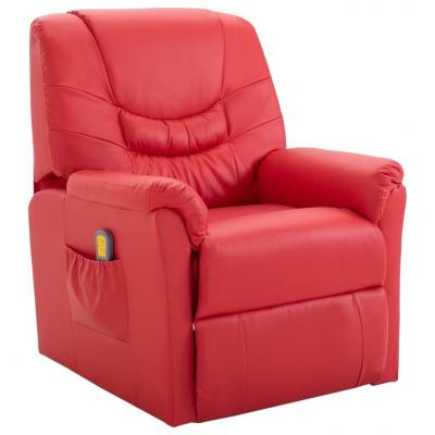 Emaga vidaxl rozkładany fotel masujący, czerwony, sztuczna skóra