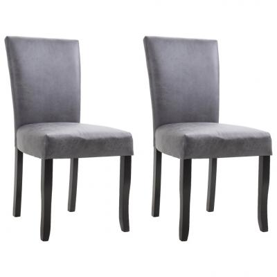 Emaga vidaxl krzesła jadalniane, 2 szt., szare, sztuczna skóra zamszowa