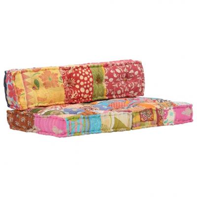 Emaga vidaxl sofa z poduszek na paletę, tkanina, wielokolorowy patchwork