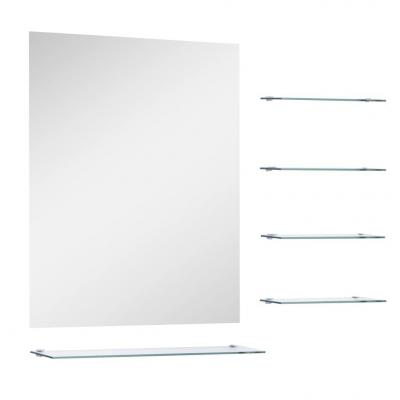 Emaga vidaxl lustro ścienne z 5 półkami, srebrne, 50x60 cm