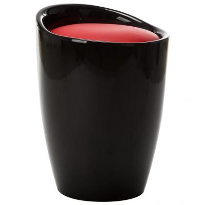 Emaga vidaxl stołek ze schowkiem, czarno-czerwony, sztuczna skóra
