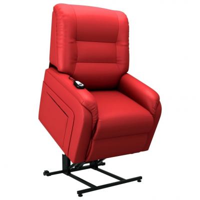 Emaga vidaxl fotel rozkładany, podnoszony, czerwony, sztuczna skóra