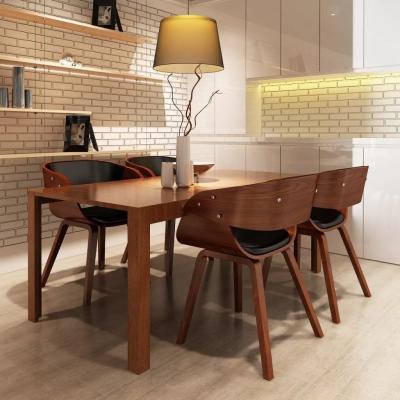 Emaga vidaxl krzesła stołowe, 4 szt., brązowe, gięte drewno i sztuczna skóra