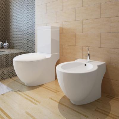 Emaga vidaxl toaleta stojąca z bidetem, biała, ceramiczna