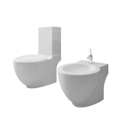 Emaga vidaxl toaleta ceramiczna z bidetem, biała