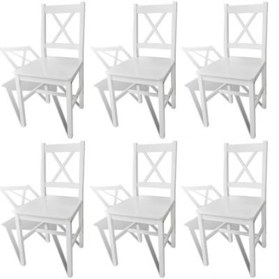 Emaga vidaxl krzesła stołowe, 6 szt., białe, drewno sosnowe