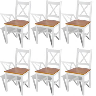 Emaga vidaxl krzesła stołowe, 6 szt., białe, drewno sosnowe
