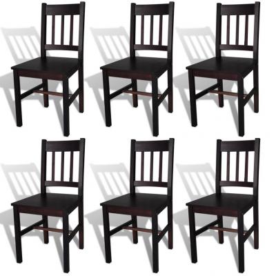 Emaga vidaxl krzesła stołowe, 6 szt., brązowe, drewno sosnowe