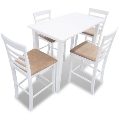 Emaga zestaw białych, drewnianych mebli barowych: stół i 4 krzesła
