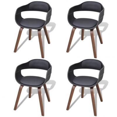 Emaga vidaxl krzesła stołowe, 4 szt., czarne, gięte drewno i sztuczna skóra