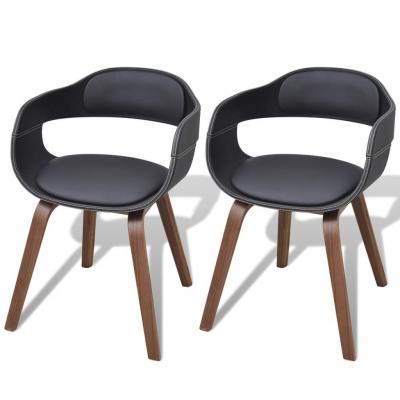 Emaga vidaxl krzesła stołowe, 2 szt., czarne, gięte drewno i sztuczna skóra