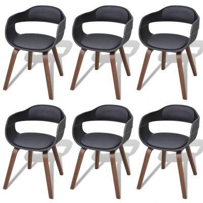 Emaga vidaxl krzesła stołowe, 6 szt., czarne, gięte drewno i sztuczna skóra