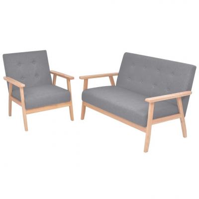 Emaga vidaxl zestaw wypoczynkowy: sofa i fotel, materiałowy, jasnoszary
