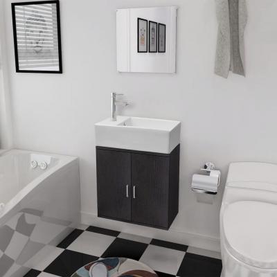 Emaga vidaxl trzyelementowy zestaw do łazienki z umywalką, czarny