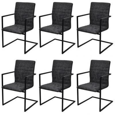 Emaga vidaxl krzesła stołowe, wspornikowe, 6 szt., czarne, sztuczna skóra