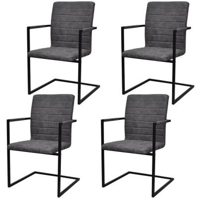Emaga vidaxl krzesła stołowe, wspornikowe, 4 szt., szare, sztuczna skóra