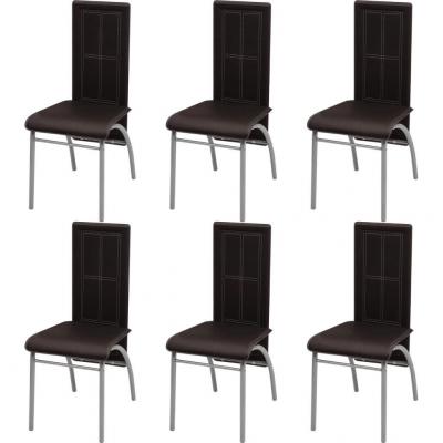 Emaga vidaxl krzesła stołowe, 6 szt., brązowe, sztuczna skóra