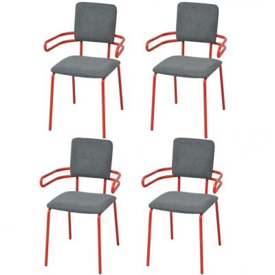 Emaga vidaxl krzesła stołowe, 4 szt., czerwono-szare, tkanina