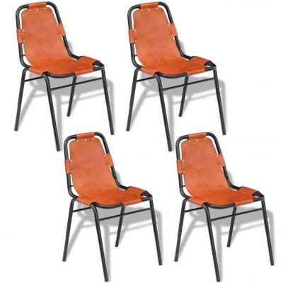 Emaga vidaxl krzesła stołowe, 4 szt. brązowe, skóra naturalna