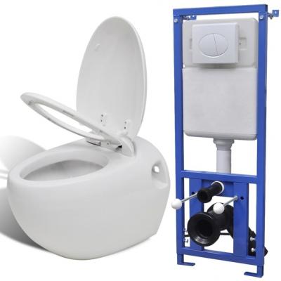 Emaga vidaxl podwieszana toaleta owalna, ze zbiornikiem, biała