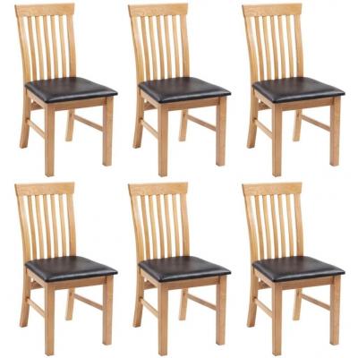 Emaga vidaxl krzesła stołowe, 6 szt., lite drewno dębowe i sztuczna skóra