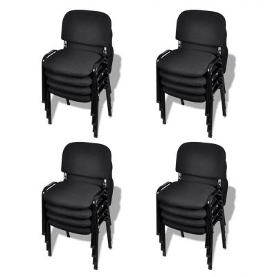 Emaga vidaxl krzesła biurowe tapicerowane tkaniną 16 szt., sztaplowane, czarne