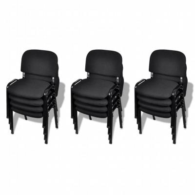 Emaga vidaxl krzesła biurowe tapicerowane tkaniną 12 szt., sztaplowane, czarne