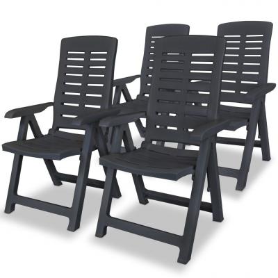 Emaga vidaxl rozkładane krzesła ogrodowe, 4 szt., plastikowe, antracytowe