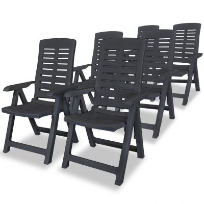 Emaga vidaxl rozkładane krzesła ogrodowe, 6 szt., plastikowe, antracytowe