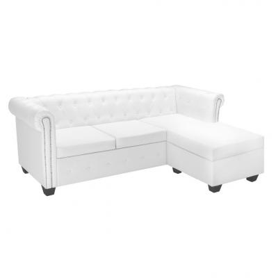 Emaga vidaxl sofa chesterfield w kształcie litery l, sztuczna skóra, biała