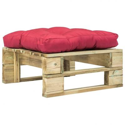 Emaga vidaxl ogrodowy stołek z palet z czerwoną poduszką, drewno