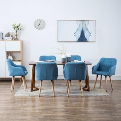 Emaga vidaxl krzesła stołowe, 6 szt., niebieskie, tkanina