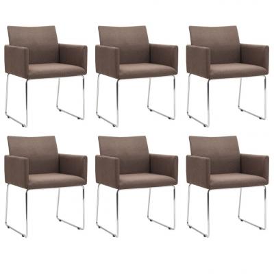 Emaga vidaxl krzesła stołowe, 6 szt., brązowe, tkanina