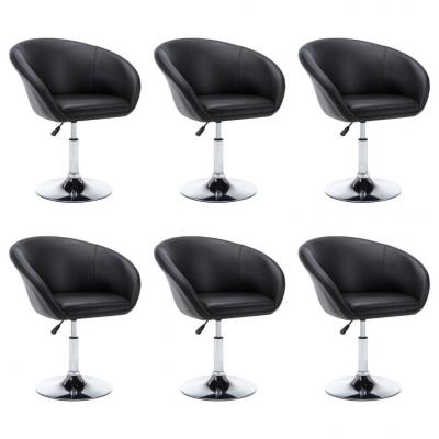 Emaga vidaxl obrotowe krzesła stołowe, 6 szt., czarne, sztuczna skóra