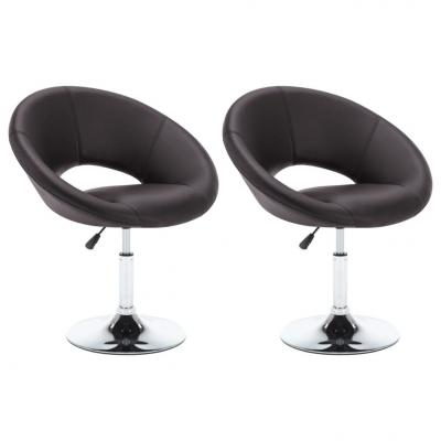 Emaga vidaxl obrotowe krzesła stołowe, 2 szt., brązowe, sztuczna skóra