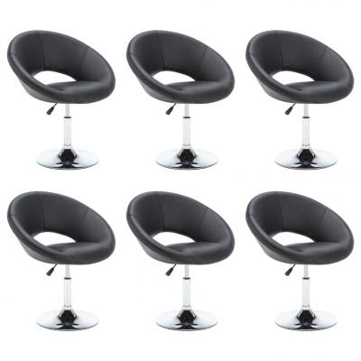 Emaga vidaxl obrotowe krzesła stołowe, 6 szt., czarne, sztuczna skóra
