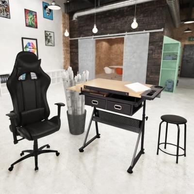 Emaga vidaxl regulowany stół kreślarski i krzesło biurowe na kółkach