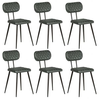 Emaga vidaxl krzesła stołowe, 6 szt., szare, skóra naturalna