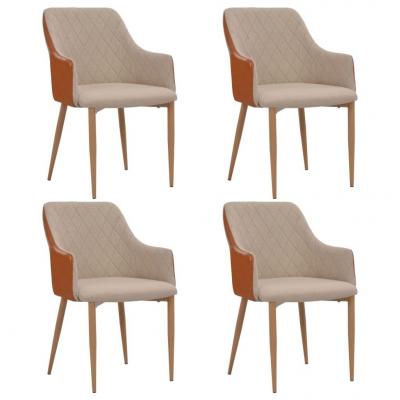 Emaga vidaxl krzesła jadalniane, 4 szt., tkanina, szaro-brązowe