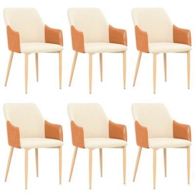 Emaga vidaxl krzesła stołowe, 6 szt., brązowo-kremowe, tkanina