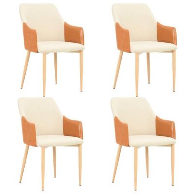 Emaga vidaxl krzesła stołowe, 4 szt., brązowo-kremowe, tkanina