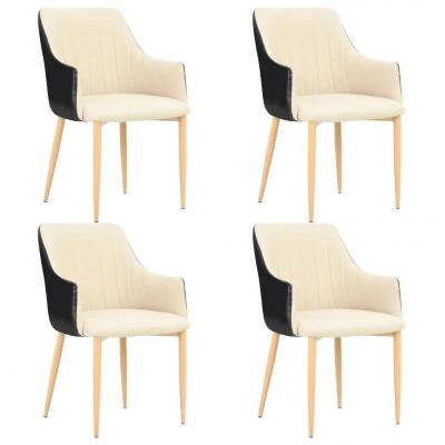 Emaga vidaxl krzesła stołowe, 4 szt., czarno-kremowe, tkanina