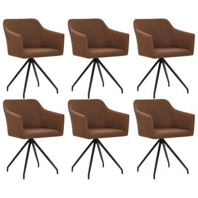 Emaga vidaxl obrotowe krzesła stołowe, 6 szt., brązowe, tkanina